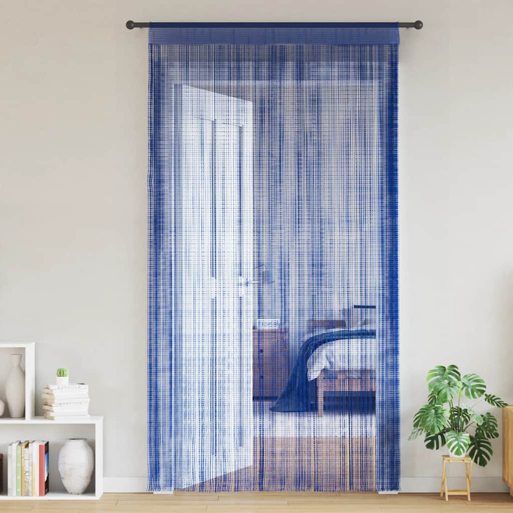 Coppia di Tende a Fili Decorative, 140x250 cm, Blu Intenso - Image 1 of 8