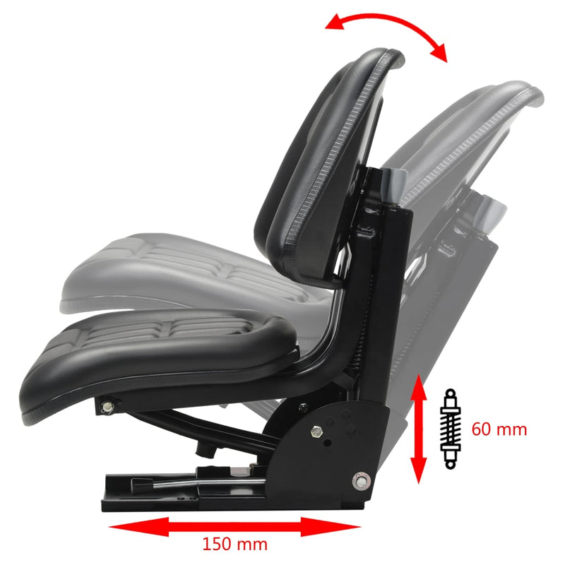 vidaXL Sedile per Trattore con Sospensione in Acciaio e PVC 48x50x59 cm Nero - Image 13 of 19