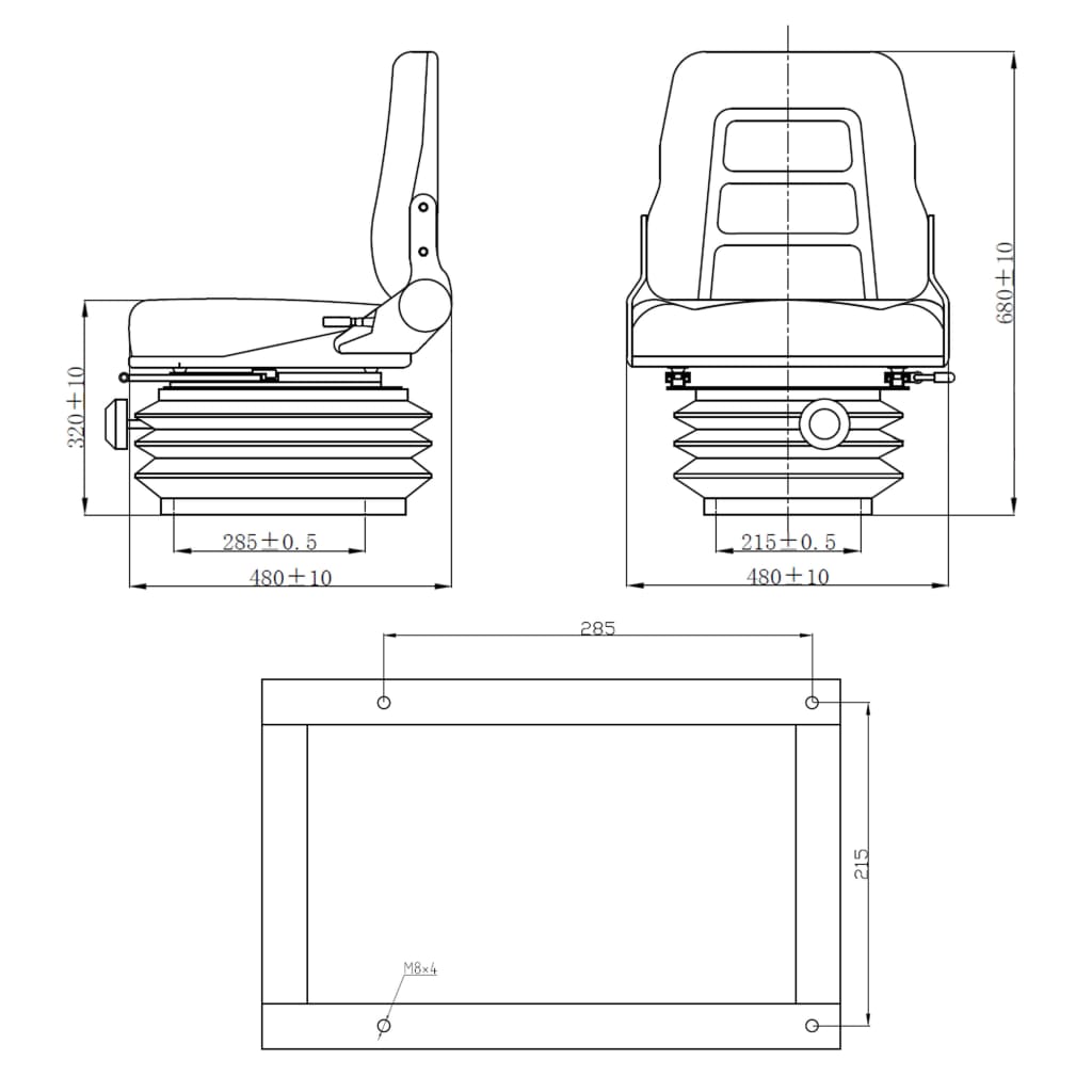 Sedile Professionale Comfort per Trattori e Muletti con Sospensioni e Schienale Regolabile vidaXL - immagine 7 | SolPatio - Image 7 of 7