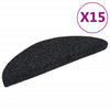 vidaXL Tappetini per scale autoadesivi 15 pz 56x17x3 cm neri semicircolari - Image 2 of 7