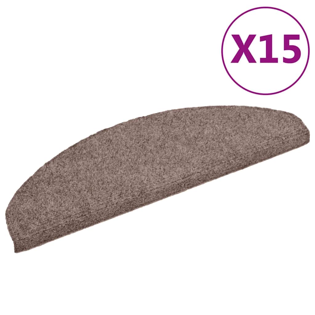 vidaXL Tappetini per scale autoadesivi 15 pz 65x21x4 cm Marrone Chiaro semicircolari grandi - Image 2 of 7