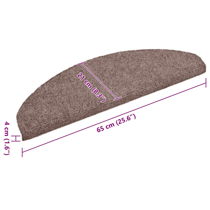 vidaXL Tappetini per scale autoadesivi 15 pz 65x21x4 cm Marrone Chiaro semicircolari grandi - Image 7 of 7