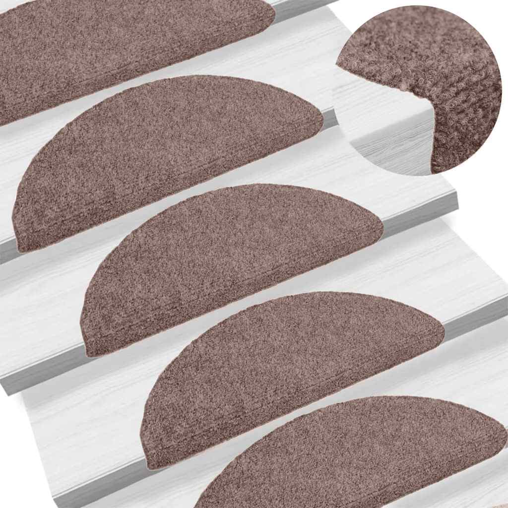 Tappetini per scale autoadesivi 10 pz 65x21x4 cm marrone semicircolari grandi - immagine 4 | SolPatio - Image 4 of 26