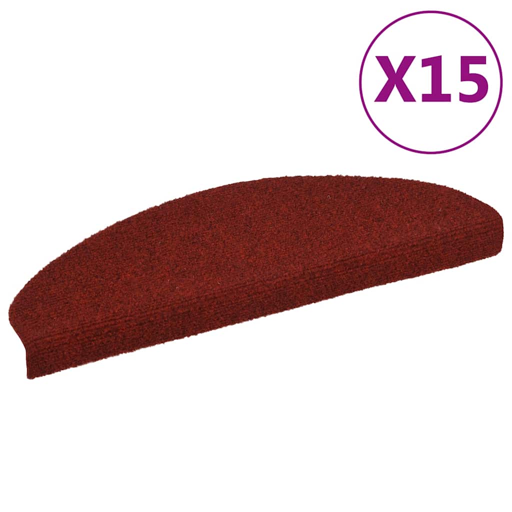 vidaXL Tappetini Autoadesivi per Scale 15 pz 65x21x4 cm Rosso - Image 1 of 7