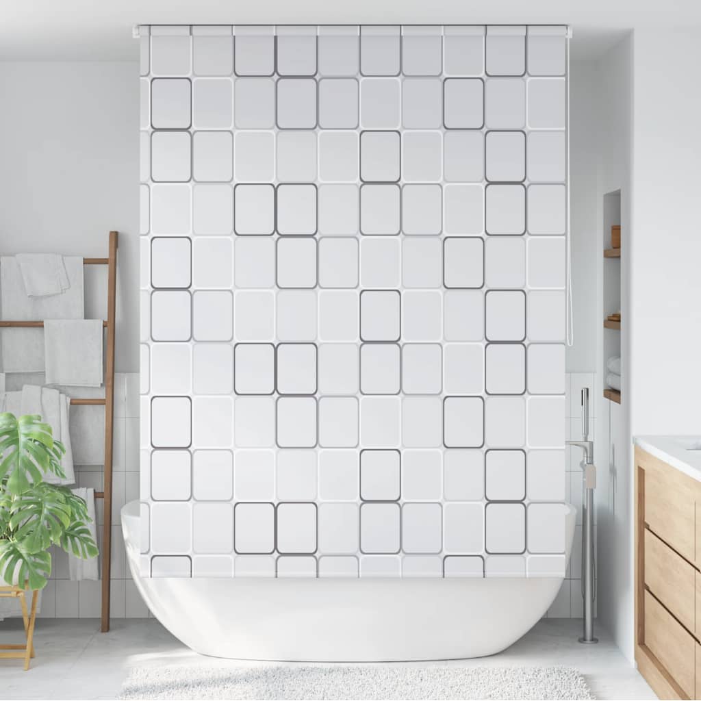 vidaXL Tenda a Rullo per Doccia EVA Quadrati 100x240 cm Bianco - Image 3 of 27