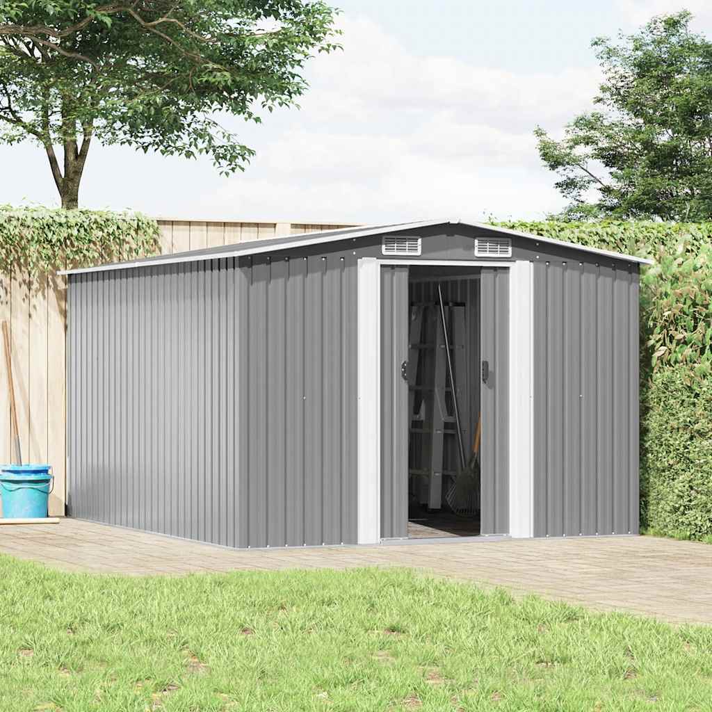 vidaXL Galvanized Steel Garden Shed 257x298x178 cm Grey - Image 1 of 10