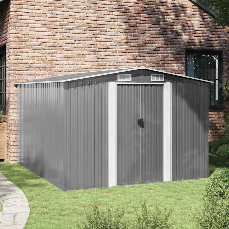 vidaXL Galvanized Steel Garden Shed 257x298x178 cm Grey - Image 2 of 10