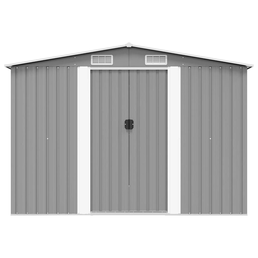 vidaXL Galvanized Steel Garden Shed 257x298x178 cm Grey - Image 3 of 10