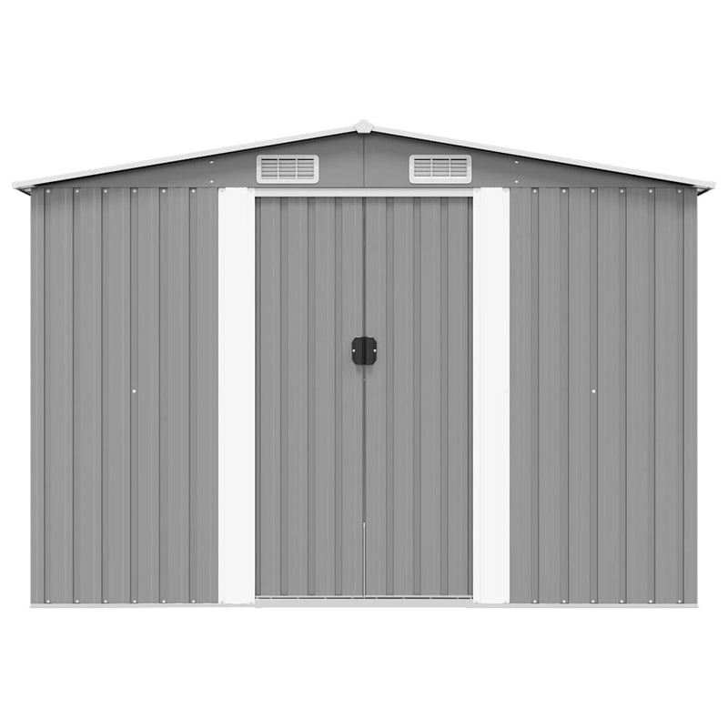 vidaXL Galvanized Steel Garden Shed 257x298x178 cm Grey - Image 3 of 10