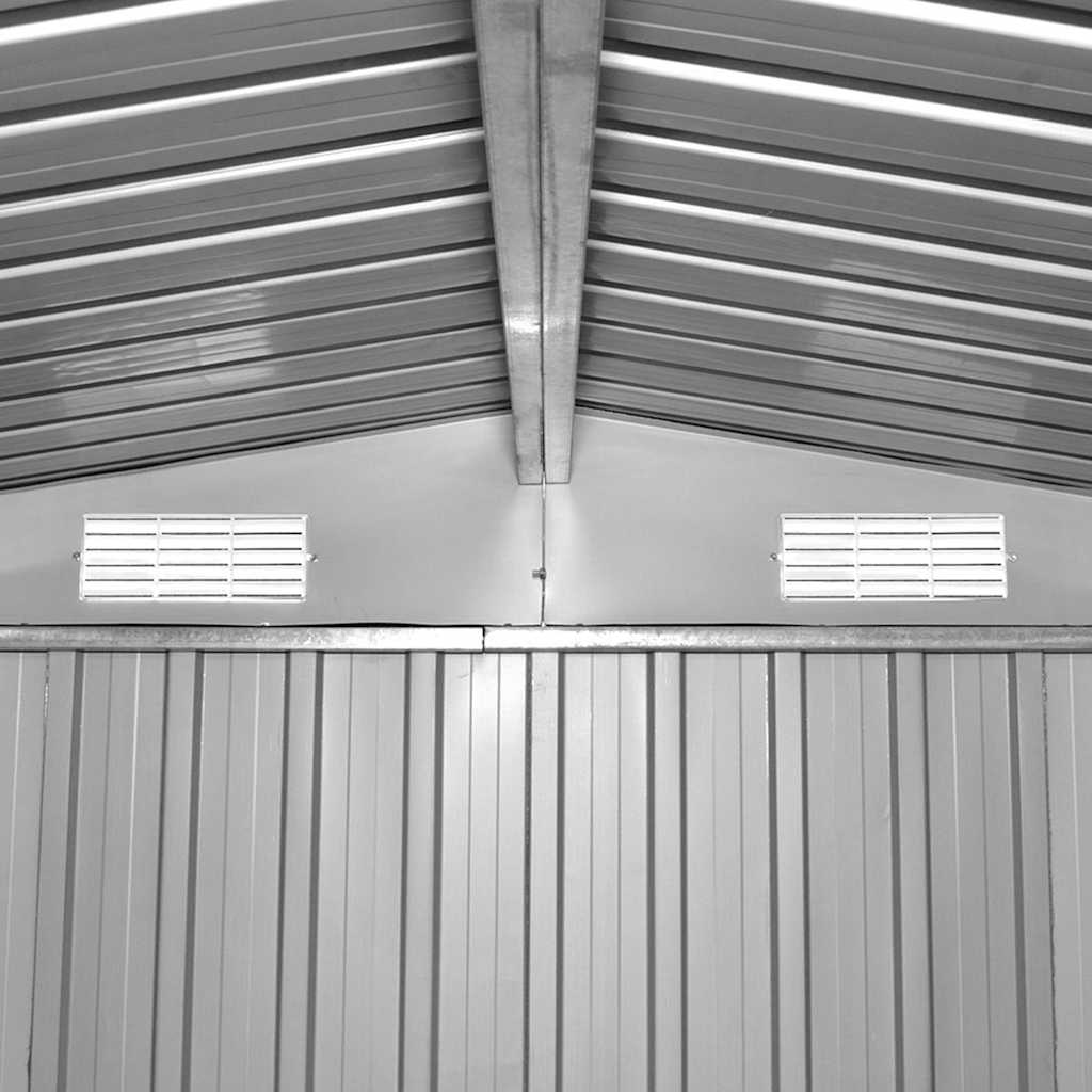 vidaXL Galvanized Steel Garden Shed 257x298x178 cm Grey - Image 8 of 10