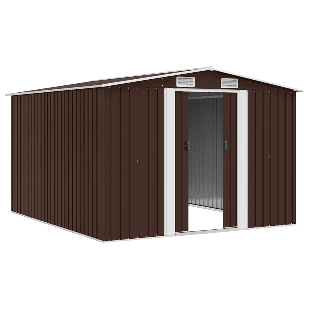 Casetta da Giardino in Acciaio Zincato 257x298x178 cm Marrone - immagine 2 | SolPatio - Image 2 of 7