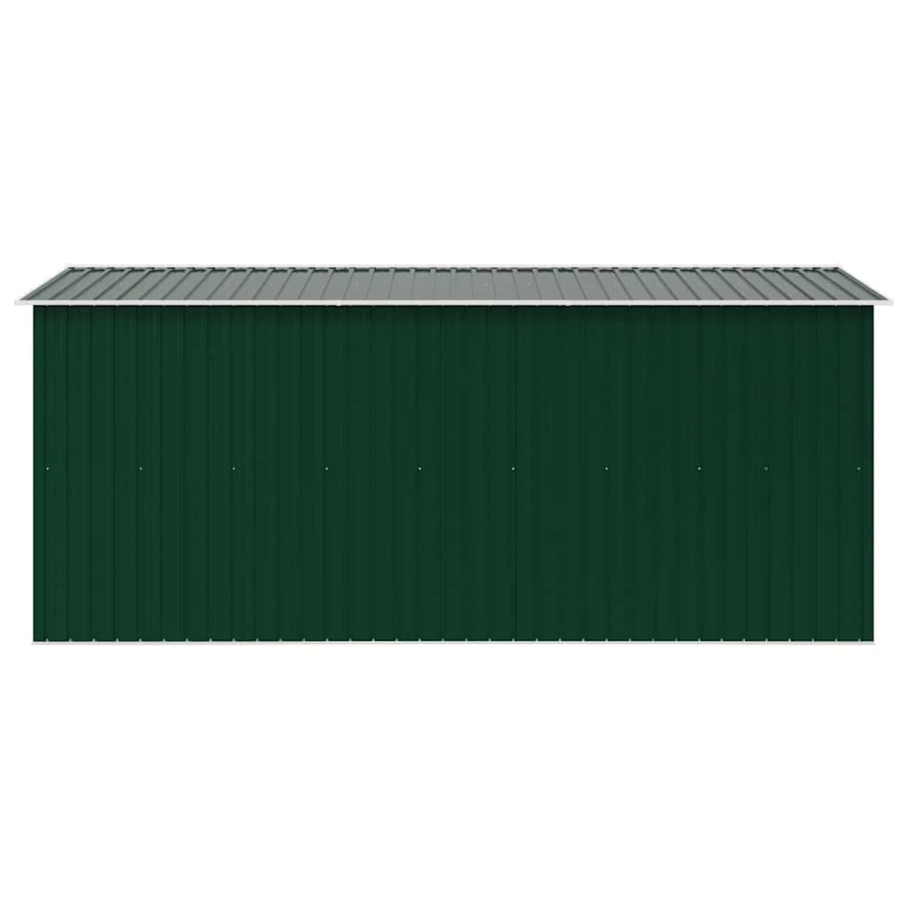 vidaXL Galvanized Steel Garden Shed 257x392x181 cm Green - Image 4 of 8