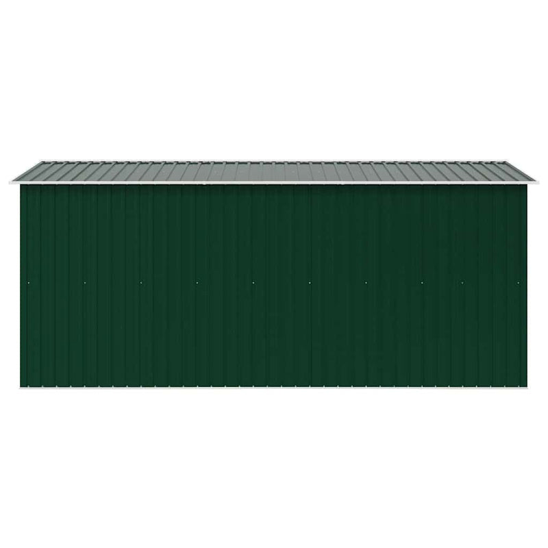 vidaXL Galvanized Steel Garden Shed 257x392x181 cm Green - Image 4 of 8