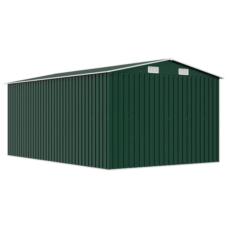 vidaXL Galvanized Steel Garden Shed 257x392x181 cm Green - Image 5 of 8