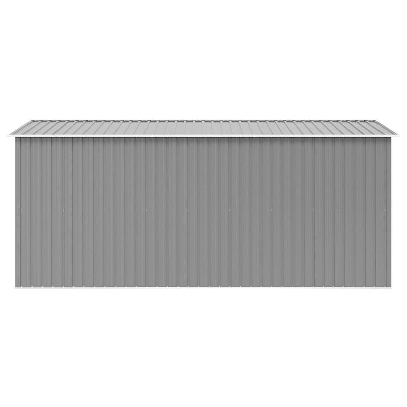 vidaXL Galvanized Steel Garden Shed 257x392x181 cm Gray - Image 5 of 9