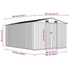 vidaXL Galvanized Steel Garden Shed 257x392x181 cm Gray - Image 8 of 9