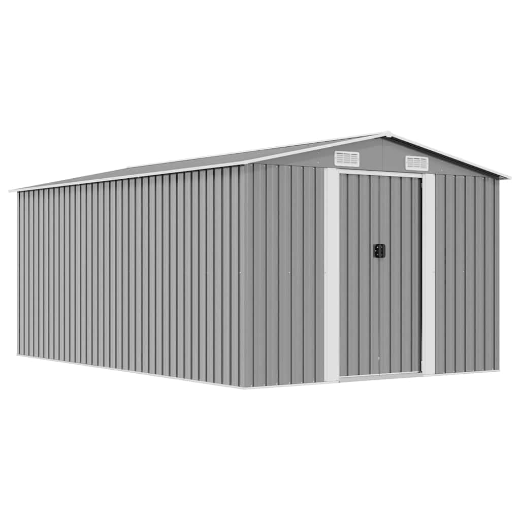 vidaXL Galvanized Steel Garden Shed 257x392x181 cm Gray - Image 1 of 9