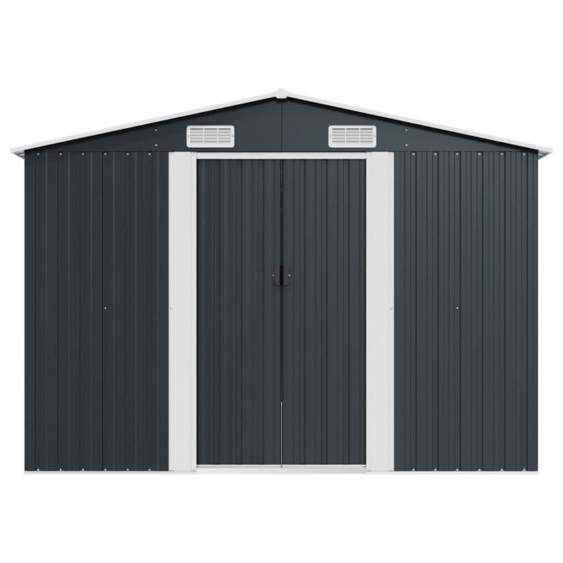 vidaXL Caseta de Jardín de Acero Galvanizado 257x392x181 cm Antracita - Image 6 of 16