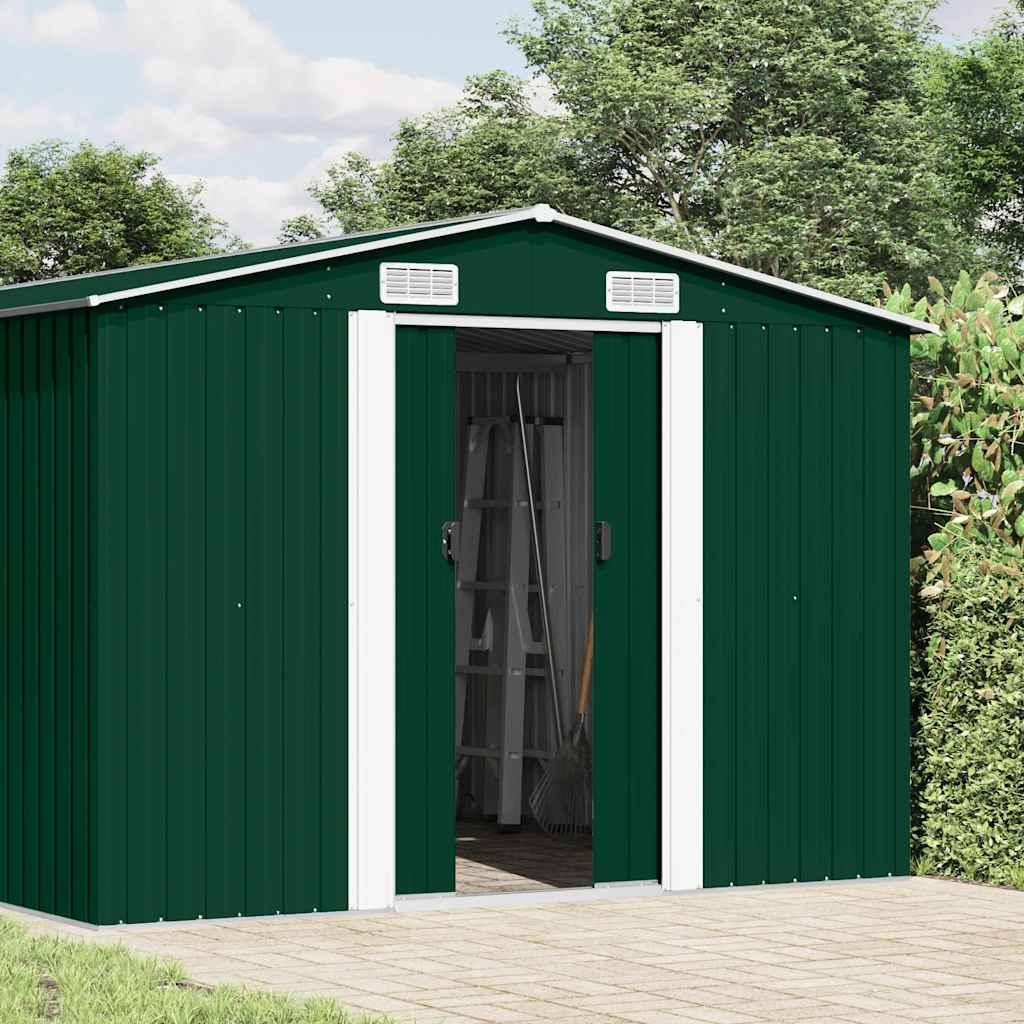 vidaXL Garden Shed Galvanised Steel 257x489x181 cm Green - Image 1 of 8