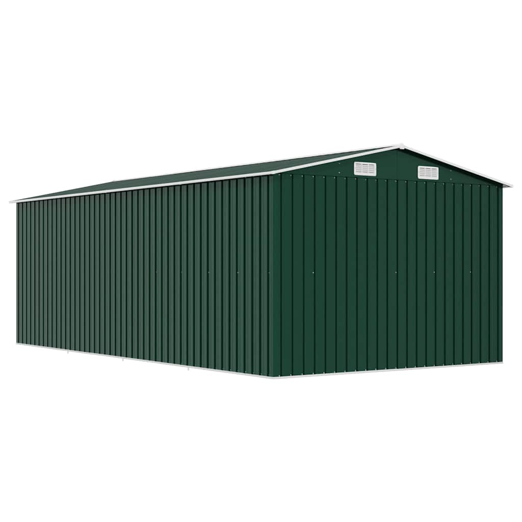 vidaXL Garden Shed Galvanised Steel 257x489x181 cm Green - Image 5 of 8