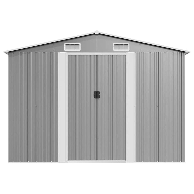vidaXL Galvanized Steel Garden Shed, 257x489x181 cm, Grey - Image 3 of 8