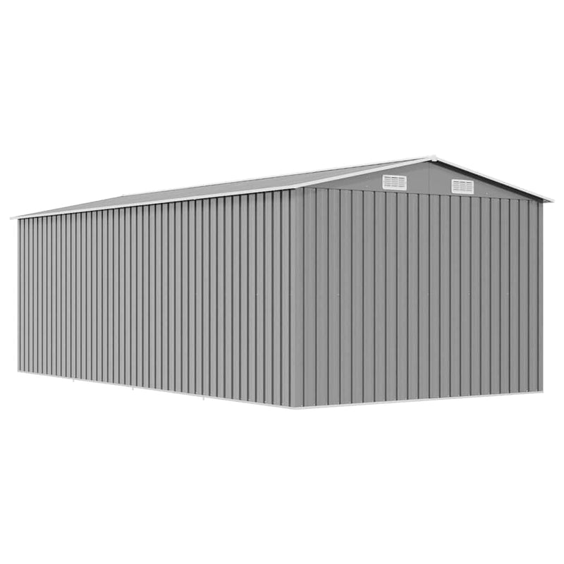 vidaXL Galvanized Steel Garden Shed, 257x489x181 cm, Grey - Image 5 of 8
