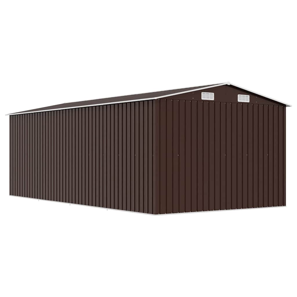 vidaXL Caseta de Jardín de Acero Galvanizado 257x489x181 cm Marrón - Image 5 of 8