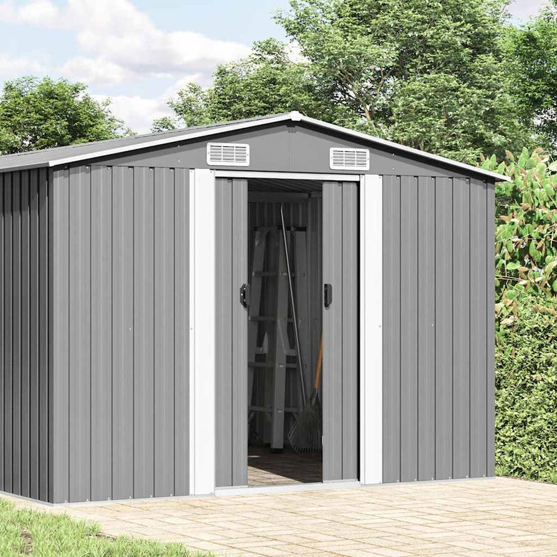 vidaXL Galvanized Steel Garden Shed, 257x580x181 cm, Grey - Image 1 of 8