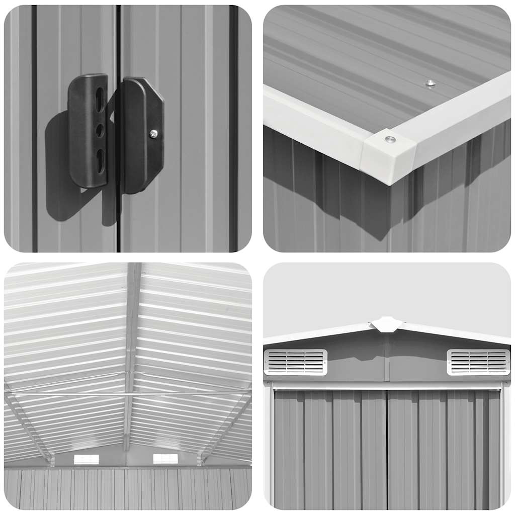 vidaXL Galvanized Steel Garden Shed, 257x580x181 cm, Grey - Image 6 of 8
