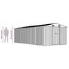 vidaXL Galvanized Steel Garden Shed, 257x580x181 cm, Grey - Image 8 of 8