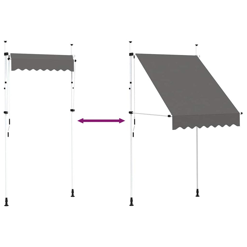 vidaXL Manual Retractable Awning, Steel, 150 cm, Anthracite - Image 27 of 41