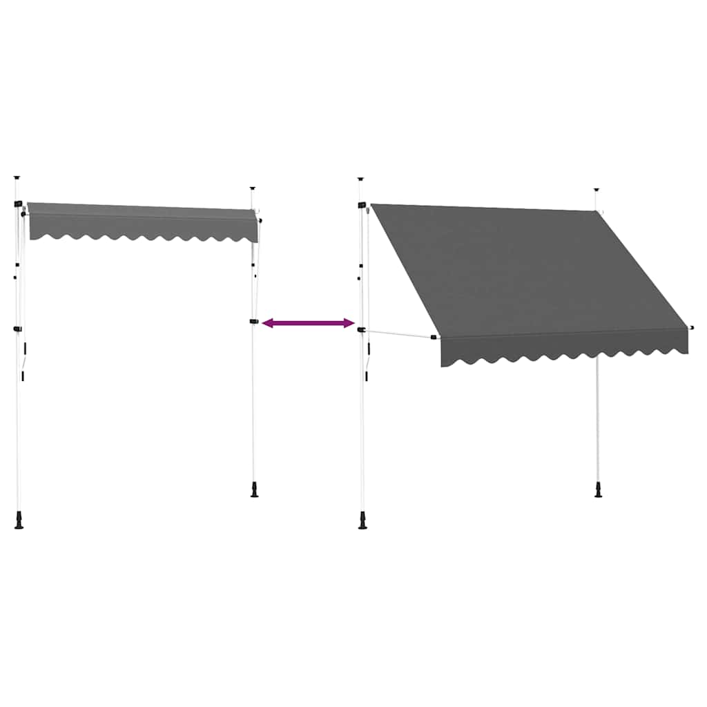 vidaXL Manual Retractable Awning, Steel, 150 cm, Anthracite - Image 28 of 41