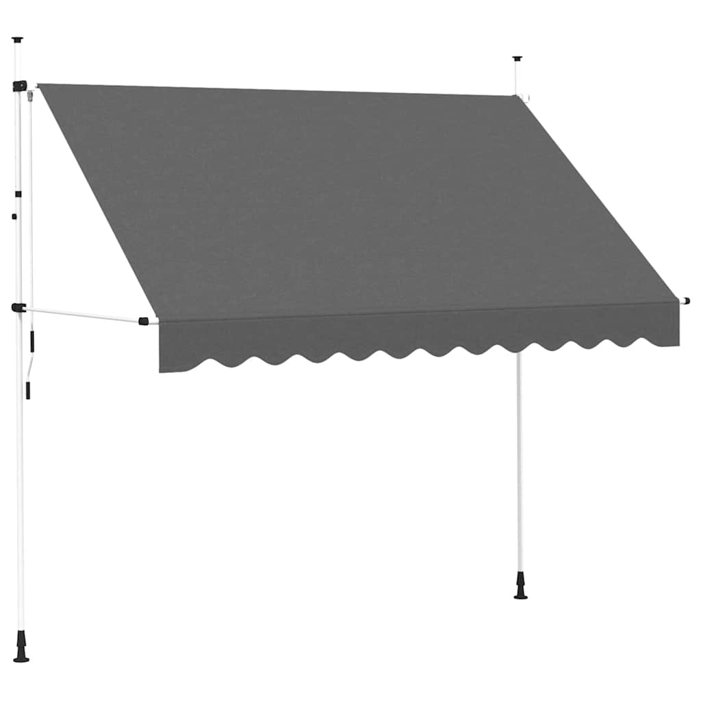 vidaXL Tenda da Sole Retrattile Manuale Poliestere Rivestito PU 200 cm Antracite - Image 6 of 28