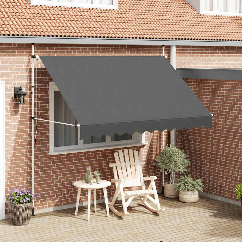vidaXL Manual Retractable Awning with LED, Steel, 200 cm, Anthracite - Image 5 of 31
