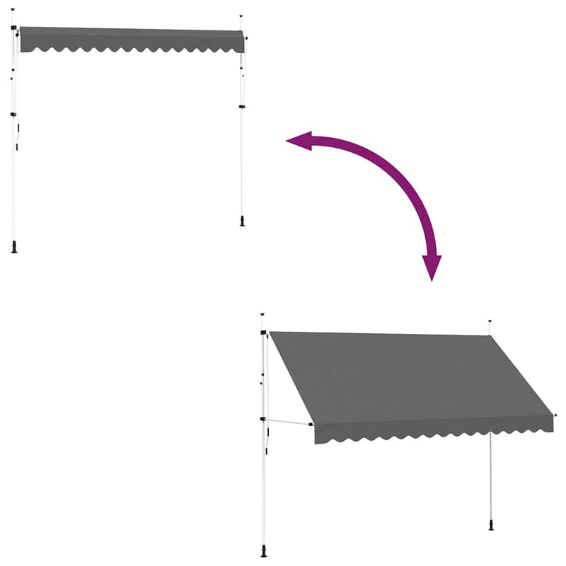 vidaXL Manual Retractable Awning, Steel, 150 cm, Anthracite - Image 25 of 41