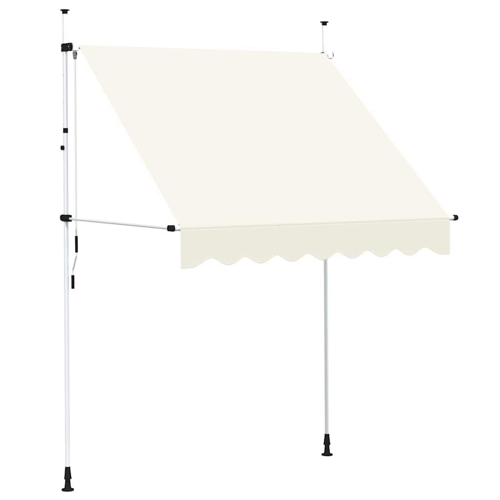 vidaXL Manual Retractable Awning with Steel Frame, 200 cm, Cream - Image 7 of 34