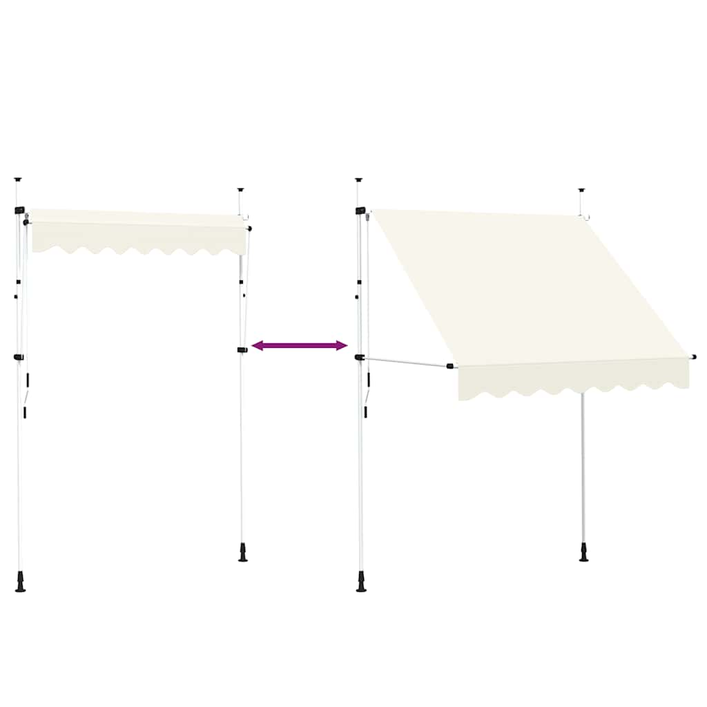 vidaXL Manual Retractable Awning with Steel Frame, 200 cm, Cream - Image 25 of 34