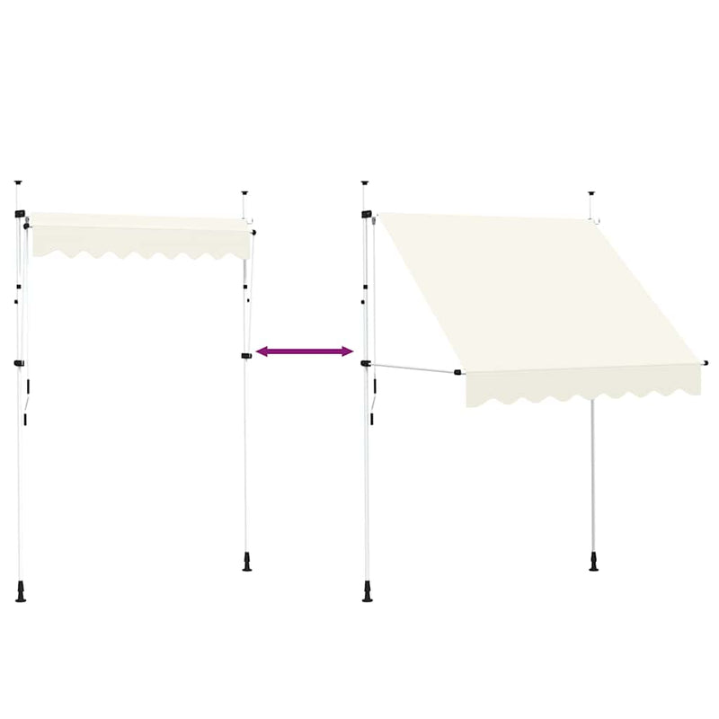 vidaXL Manual Retractable Awning with Steel Frame, 200 cm, Cream - Image 25 of 34