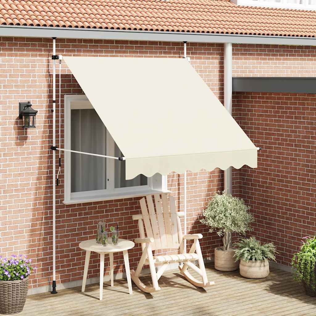 vidaXL Manual Retractable Awning with Steel Frame, 200 cm, Cream - Image 1 of 34