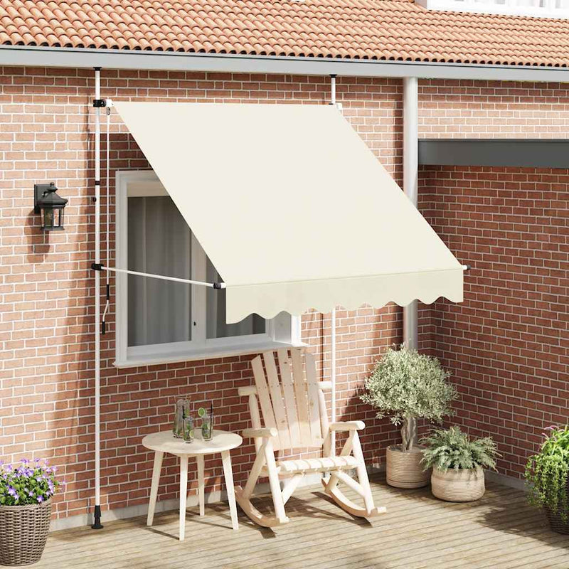 vidaXL Manual Retractable Awning with Steel Frame, 200 cm, Cream - Image 1 of 34