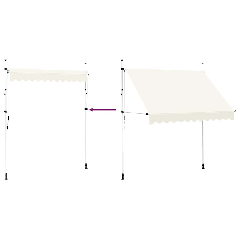vidaXL Toldo Retráctil Manual 250 cm Poliéster PU y Acero, Crema - Image 14 of 21