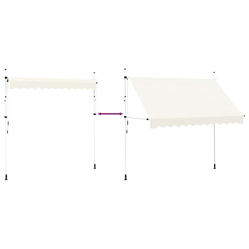 vidaXL Tenda da Sole Retrattile Manuale 400 cm Crema - Image 17 of 26