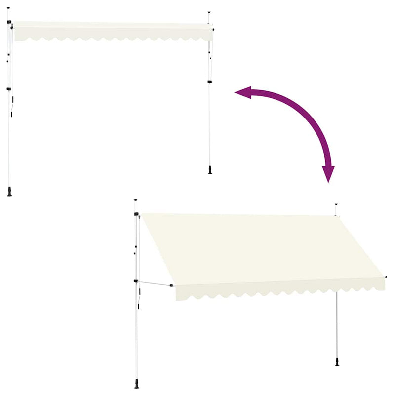 vidaXL Tenda da Sole Retrattile Manuale 400 cm Crema - Image 19 of 26