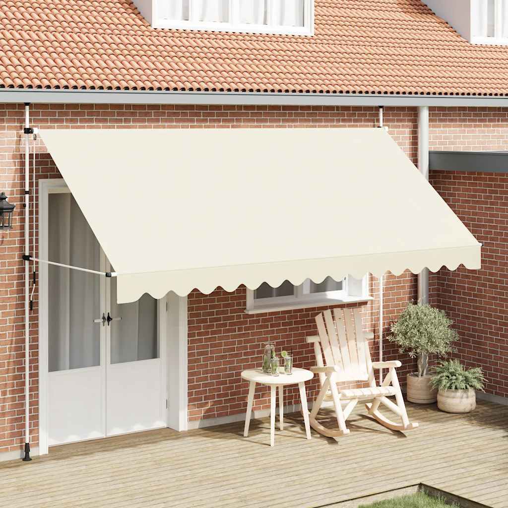 vidaXL Manual Retractable Awning with Steel Frame, 200 cm, Cream - Image 5 of 34
