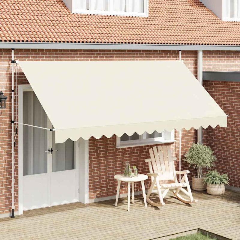 vidaXL Manual Retractable Awning with Steel Frame, 200 cm, Cream - Image 5 of 34