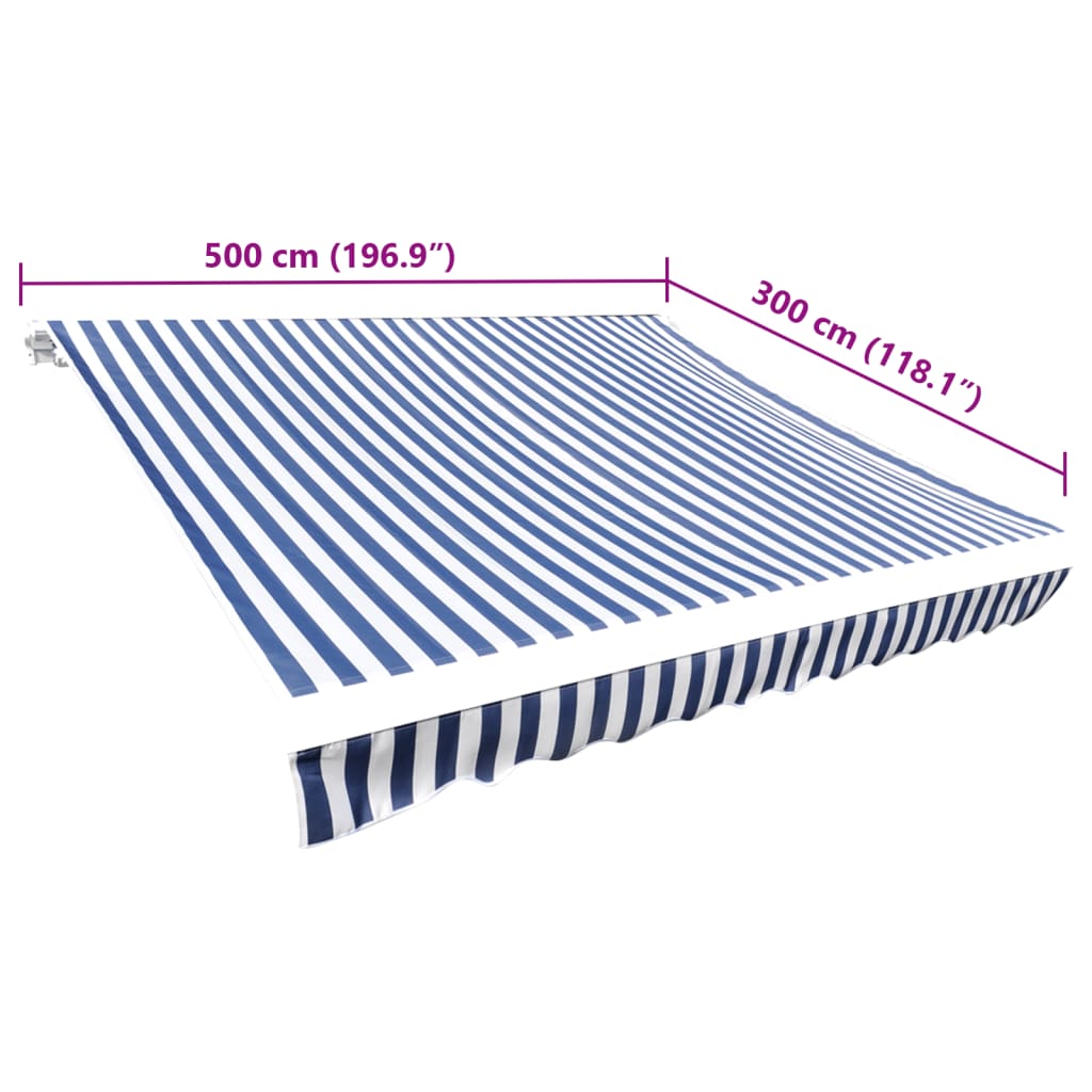 vidaXL Tendone Parasole in Tela Poliestere PU per Telaio 5x3 m Blu e Bianco - Image 3 of 3