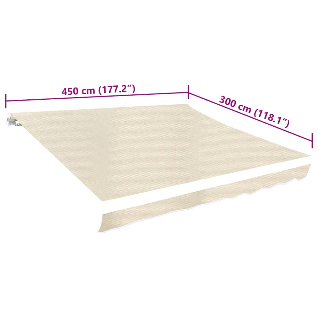 vidaXL Replacement Awning Fabric 4.5x3 m, Polyester with PU Coating, Cream - Image 6 of 6