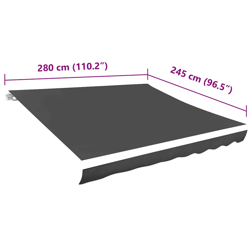 Tejido de repuesto vidaXL para toldo parasol de poliéster 280x245 cm Antracita - Image 3 of 3