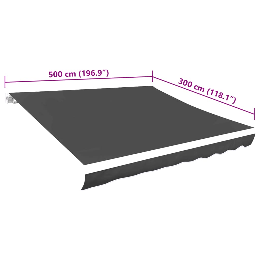 Replacement Awning Fabric, PU Coated Polyester, 4x3 m, Anthracite - Image 8 of 9