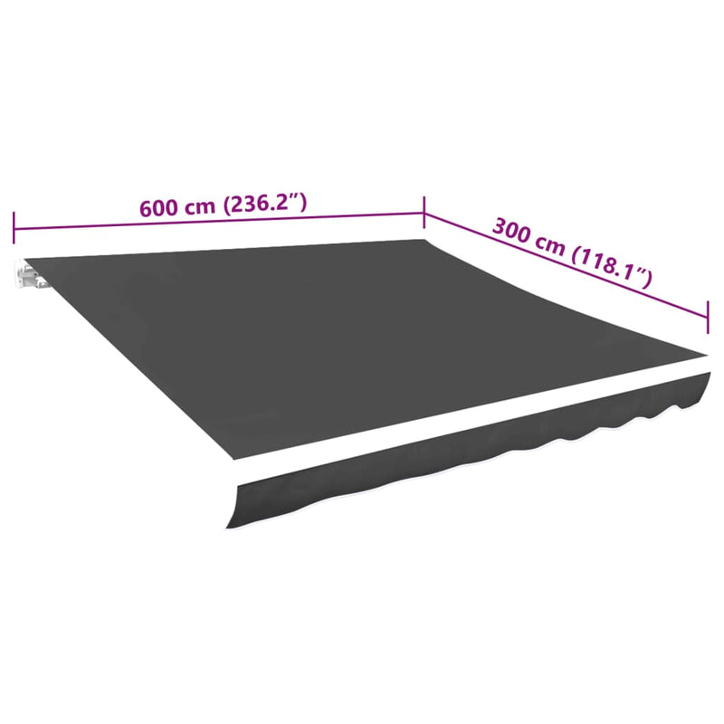 vidaXL Replacement Awning Canopy, Anthracite Polyester, for 6x3 m Frame - Image 6 of 6
